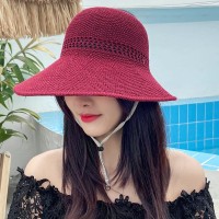 波浪边空顶帽女夏季户外防晒遮阳帽出游沙滩太阳帽卷卷大沿草帽子