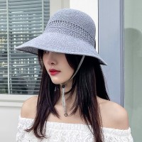 波浪边空顶帽女夏季户外防晒遮阳帽出游沙滩太阳帽卷卷大沿草帽子