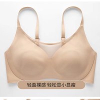 夏季薄款兔耳朵无痕内衣女大胸显小胸显瘦收副乳无钢圈睡眠文胸罩