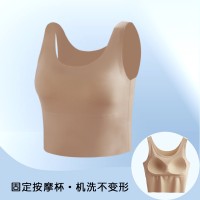 夏无痕美背固定杯内衣女内搭一体运动吊带抹胸外穿露脐带胸垫背心