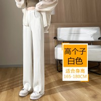 西装裤女2024新款春夏季高腰开叉阔腿拖地裤垂感休闲香蕉裤