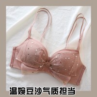 春秋季日系甜美无钢圈内衣女士聚拢上托美背蕾丝收副乳文胸罩套装
