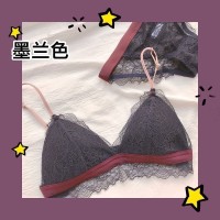 法式三角杯内衣女士薄款聚拢上托小胸调整型美背无钢圈文胸罩套装