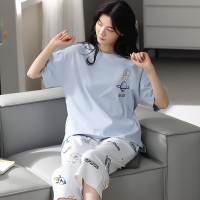 2024新款纯棉睡衣女夏季短袖薄款可外穿简约休闲女士家居服套装