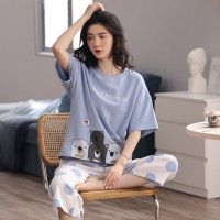 2024新款纯棉睡衣女夏季短袖薄款可外穿简约休闲女士家居服套装