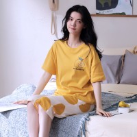 2024新款纯棉睡衣女夏季短袖薄款可外穿简约休闲女士家居服套装