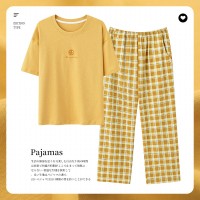 2024新款纯棉睡衣女夏季短袖薄款可外穿简约休闲女士家居服套装