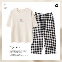 2024新款纯棉睡衣女夏季短袖薄款可外穿简约休闲女士家居服套装