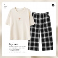 2024新款纯棉睡衣女夏季短袖薄款可外穿简约休闲女士家居服套装