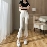 九分微喇叭裤女春季高腰显瘦黑色新款八分小个子西装裤开叉