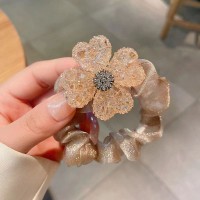 时来运转四叶草头绳~高级感超闪水钻大肠发圈精致皮筋女扎头夏季