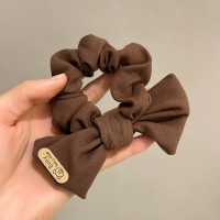 新款小熊标蝴蝶结大肠发圈时尚布艺复古女高级感头绳发带发饰