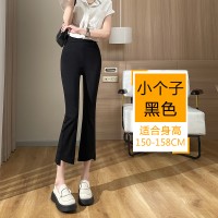 黑色西装喇叭裤春夏款高腰直筒休闲法棍裤百搭九分烟管裤子