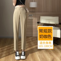西装裤女直筒垂感九分烟管裤小个子休闲黑色职业工作西服裤