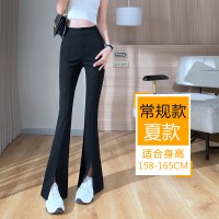 喇叭裤春夏2024款高腰显瘦垂坠感小个子网红黑色西装微喇裤