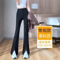 喇叭裤春夏2024款高腰显瘦垂坠感小个子网红黑色西装微喇裤