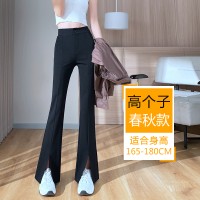 喇叭裤春夏2024款高腰显瘦垂坠感小个子网红黑色西装微喇裤