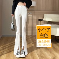 喇叭裤春夏2024款高腰显瘦垂坠感小个子网红黑色西装微喇裤