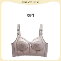 新款超薄蕾丝内衣女大胸显小无钢圈聚拢收副乳防下垂调整型文胸罩
