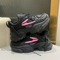 厚底圆头系带炸街轻便老爹鞋女款2024新款秋季女潮牌休闲运动鞋子
