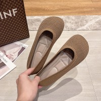 针织女鞋透气软底舒适按摩鞋底大头平底单鞋