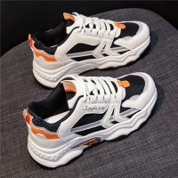 老爹鞋2024春季新款女鞋透气PU皮鞋简约舒适女士休闲跑步运动鞋子