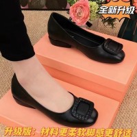 真软皮方头单鞋女2024新款四季豆豆鞋软皮软底舒适百搭女鞋小皮鞋