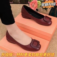 真软皮方头单鞋女2024新款四季豆豆鞋软皮软底舒适百搭女鞋小皮鞋