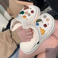 原宿风时尚增高厚底洞洞鞋女夏季软底踩屎感时尚外穿沙滩凉拖鞋