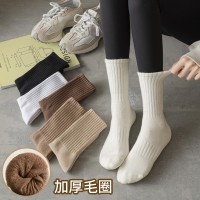诸暨袜子女中筒袜夏季纯色堆堆袜条纹ins潮流秋冬中长筒袜子