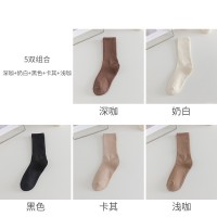 诸暨袜子女中筒袜夏季纯色堆堆袜条纹ins潮流秋冬中长筒袜子