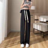 新款春夏运动裤女小个子宽松阔腿裤显瘦冰丝直筒裤休闲卫裤