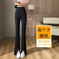 开叉西装裤女夏季新款高腰垂感喇叭裤宽松显瘦休闲微喇裤