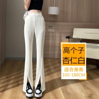 开叉西装裤女夏季新款高腰垂感喇叭裤宽松显瘦休闲微喇裤