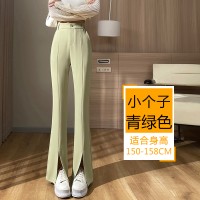 开叉西装裤女夏季新款高腰垂感喇叭裤宽松显瘦休闲微喇裤