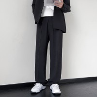 黑色西裤男春秋季2024新款加绒垂感感西装裤夏季直筒休闲长裤