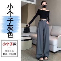 亚麻西装阔腿裤女2024春夏新款直筒宽松显瘦小个子高腰垂感拖地裤