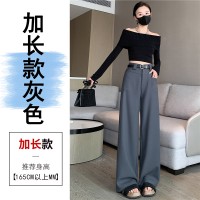 亚麻西装阔腿裤女2024春夏新款直筒宽松显瘦小个子高腰垂感拖地裤