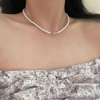 碎银子天然小米珠珍珠项链女颈链锁骨链毛衣链巴洛克米粒轻奢小众