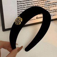 黑色丝绒发箍女款小香风复古宽边压发头箍秋冬网红高颅顶发卡头饰