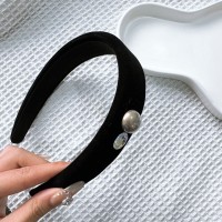 黑色丝绒发箍女款小香风复古宽边压发头箍秋冬网红高颅顶发卡头饰