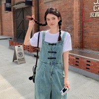 现货浙宝012背带牛仔裤连体裤阔腿长裤两件套2024新款Y