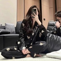 高级感冰丝睡衣女春秋款夏季长袖新款高档仿真丝家居服套装女士