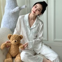 高级感冰丝睡衣女春秋款夏季长袖新款高档仿真丝家居服套装女士