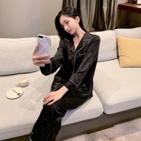 高级感冰丝睡衣女春秋款夏季长袖新款高档仿真丝家居服套装女士