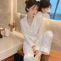 高级感冰丝睡衣女春秋款夏季长袖新款高档仿真丝家居服套装女士