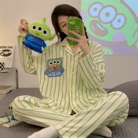 睡衣女春秋款2024年新款大码薄款长袖家居服可外穿卡通学生党套装