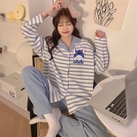 睡衣女春秋款2024年新款大码薄款长袖家居服可外穿卡通学生党套装