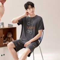 2024莫代尔带胸垫睡衣女短袖短裤男士睡衣可外穿夏季情侣套装