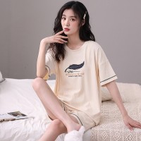 2024夏季简约莫代尔男士睡衣短袖短裤睡衣女可外穿情侣家居服